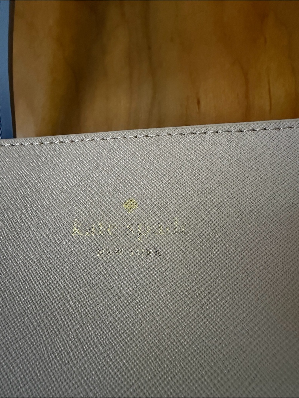 kate spade New York Leather Tote Light Tan Blue Interior Shoulder Bag - Picture 3 of 10